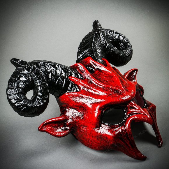 Krampus Ram Demon with Horns Devil Halloween Mask - Picture 5 of 7